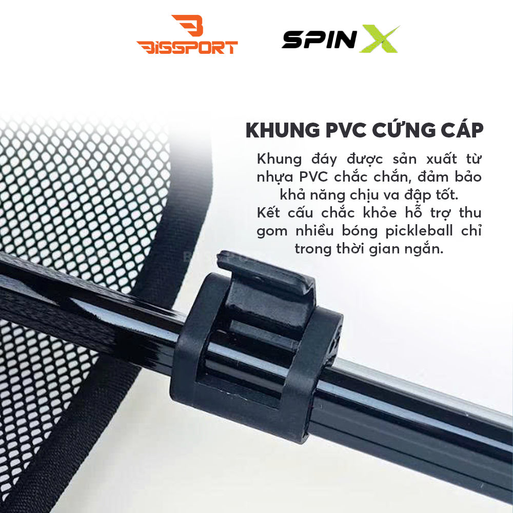 Cây Nhặt Bóng Pickleball/ Tennis Dạng Lưới SpinX Chính Hãng - Lưới Nhựa PE Bền Bỉ - Thanh Sắc - Cứng Cáp, Bền Bỉ
